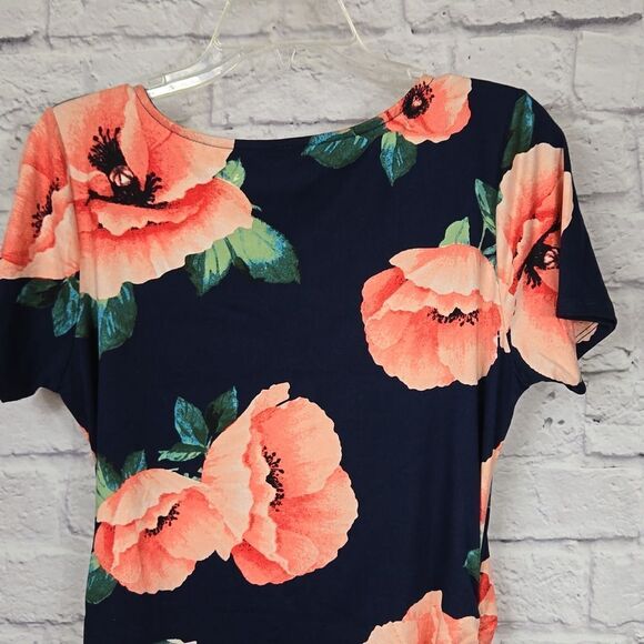 PINKBLUSH Maternity Poppy Floral Fitted Bodycon Midi Dress Jersey Knit Stretchy - Picture 4 of 10